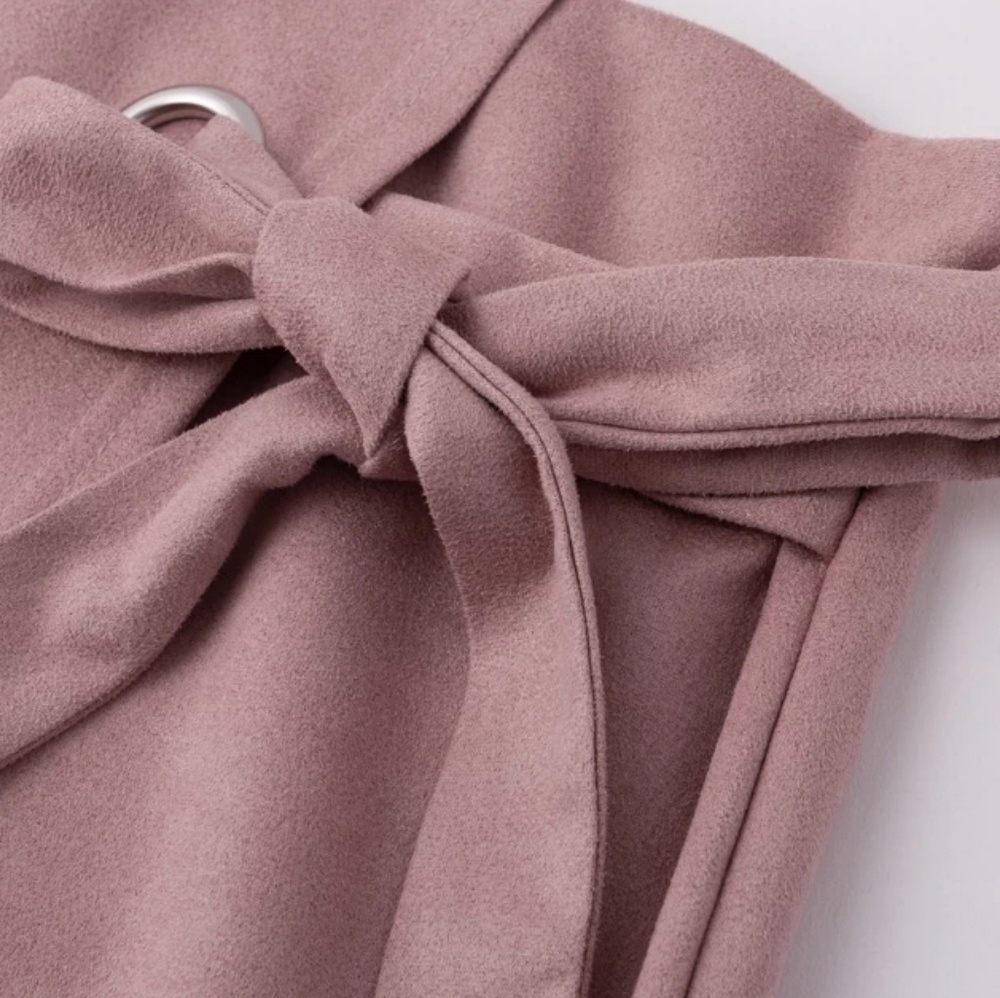 Last Lβ’ Suede Wrap Tie Mini Skirt Dusty Pink - Picture 4 of 6